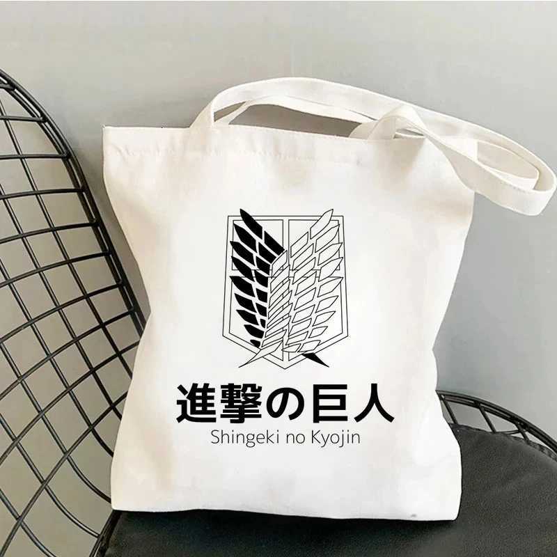 Attack on Titan Shopping Bag Handbag Shingeki no Kyojin Shopper Handbag Womens Canvas Shoulder Environmental Large Capacity Bag G250729