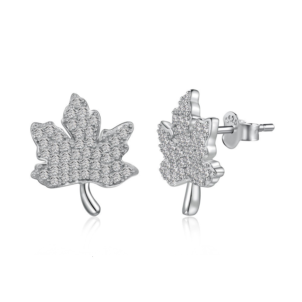 Free Shipping Designer Luxury Jewelry High-end S925 Sterling Silver Women's Earrings Maple Leaf Flower Butterfly Zircon Fashion Earrings