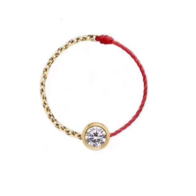 France Paris Bubble Single Diamond Red Rope Lucky Zodiac Year and Month Old Versatile Unique Ring for Women Trendy