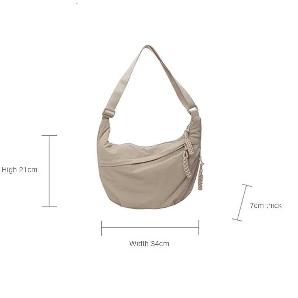 Canvas Crossbody Bags Large Capacity Korean Simplified Shoulder Bag Lightweight Solid Color Dumpling Bag Sports Travel Hobos Bag Y250730