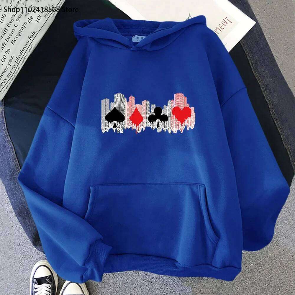 Alice In Borderland Hoodies Buildings and Playing Cards Sweatshirt Haruku Streetwear Women Top Y2k Sudaderas Men Clothing