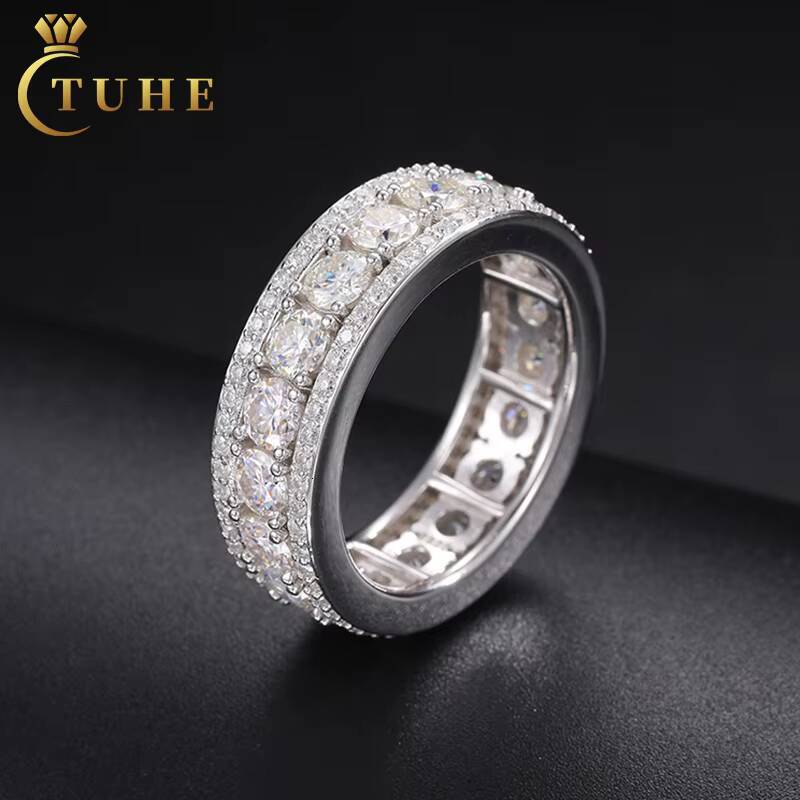 D Color Vvs1 Moissanite Diamond Eternity Ring 925 Silver Round Cut Round Moissanite Gemstone Engagement Wedding Ring
