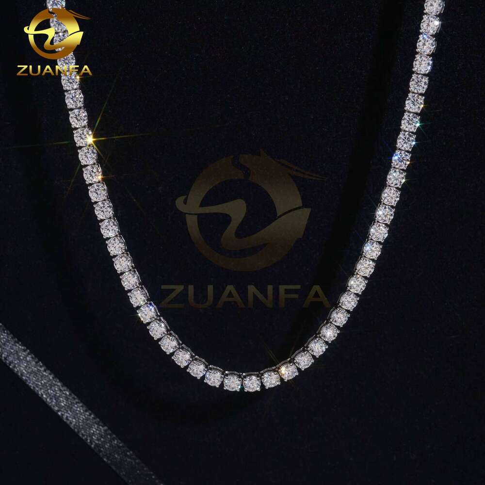 48Hour Shipping 10K 4Mm Hiphop Jewelry VVS Silicon Stone Tennis Chain Necklace