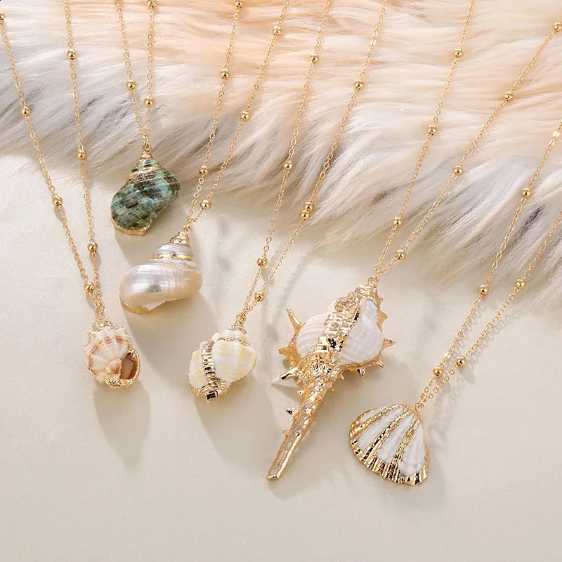 Bohemia Conch Shells Necklace Sea Beach Pendant For Women Female Cowrie Summer Party Gift Jewelry 250716