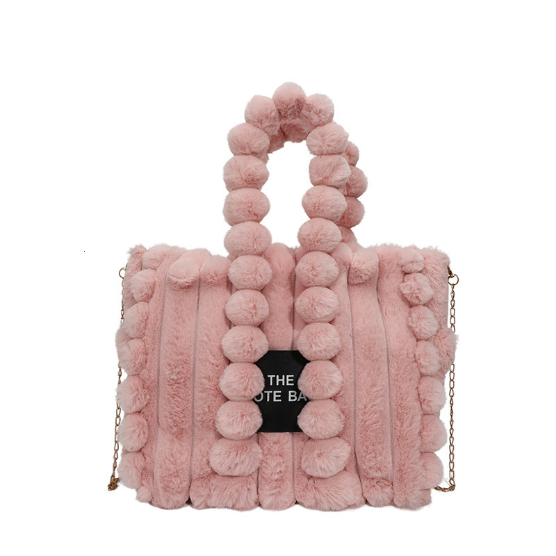 Winter New Handheld Letter Furry 2024 Large Capacity Women's Chain Shoulder Crossbody Tote Plush Bag ddmymoon
