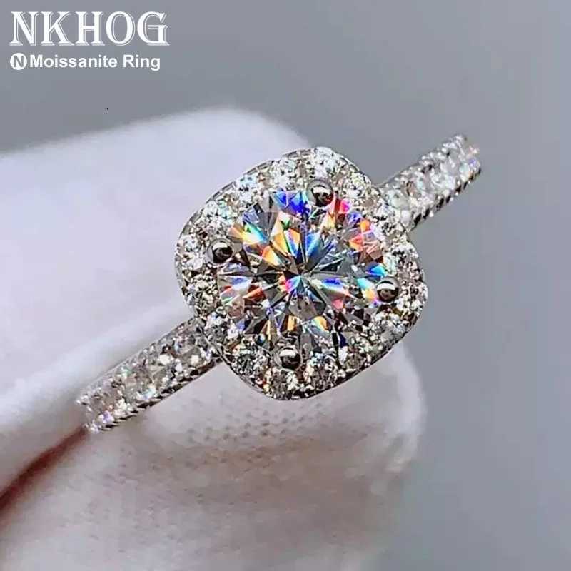 Real Moissanite 925 Sterling Silver Ring For Women Square Round 1CT 2CT 3CT Brilliant Diamond Finger Band Wedding Jewelry Gift y250730