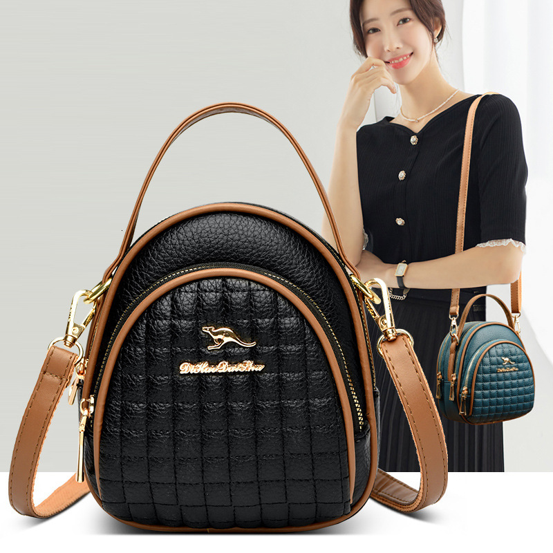 2025 Summer New Women's Shoulder Bag Summer Soft Leather Crossbody Bag Lychee Patterned Diamond Grid Niche Design Small Round Bag New Designer Lu