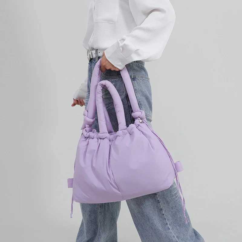 Simple Vintage Large Capacity Handbags Designer Soft Women Shoulder Crossbody Bags Casual Nylon Padded Tote Bag Y250730