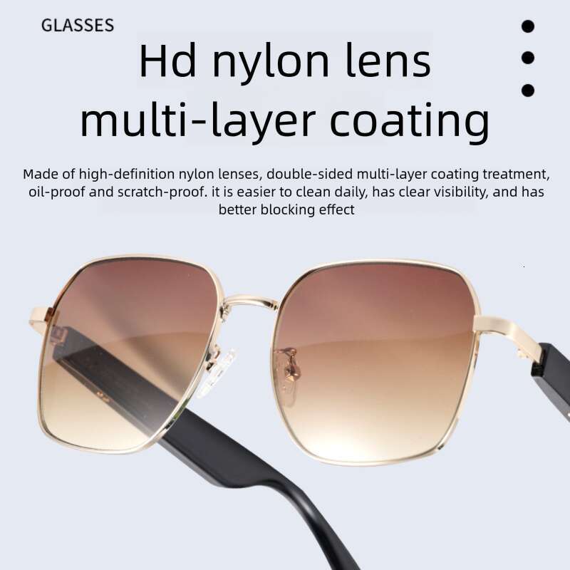 DHcollections Smart Bluetooth Sunglasses - UV400 HD Nylon Lenses, Magnetic Fast Charge, Hands-Free Calls (3 Gradient Colors)