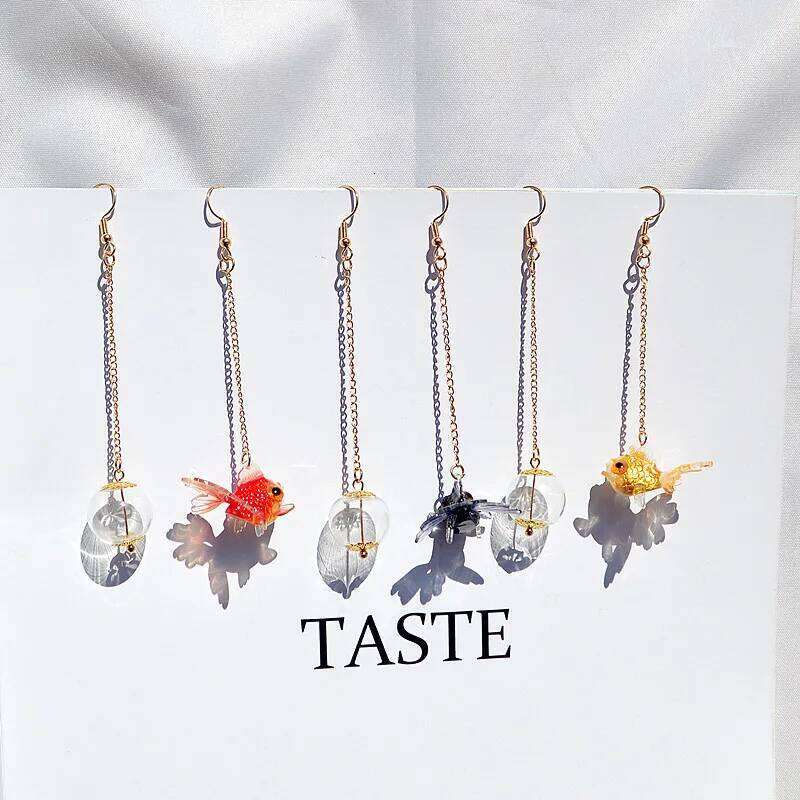 Cute Fish Asymmetrical For Unique Goldfish Pendant Long Fashion Women Koi Earring Design Jewelry Wholesale