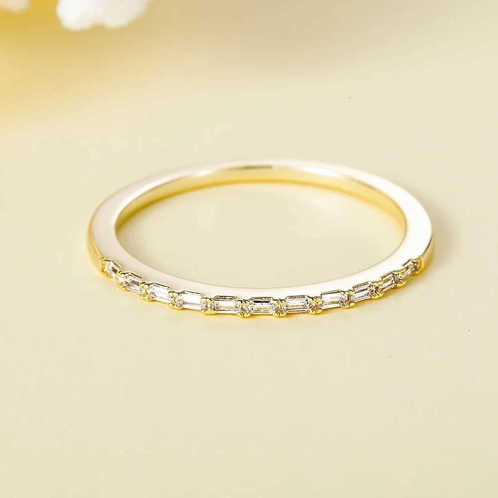Monkton Gold Plated Half Eternity Ring for Women Baguette Cubic Zirconia Anniversary Ring Thin Stackable Finger Rings for Girls y250730