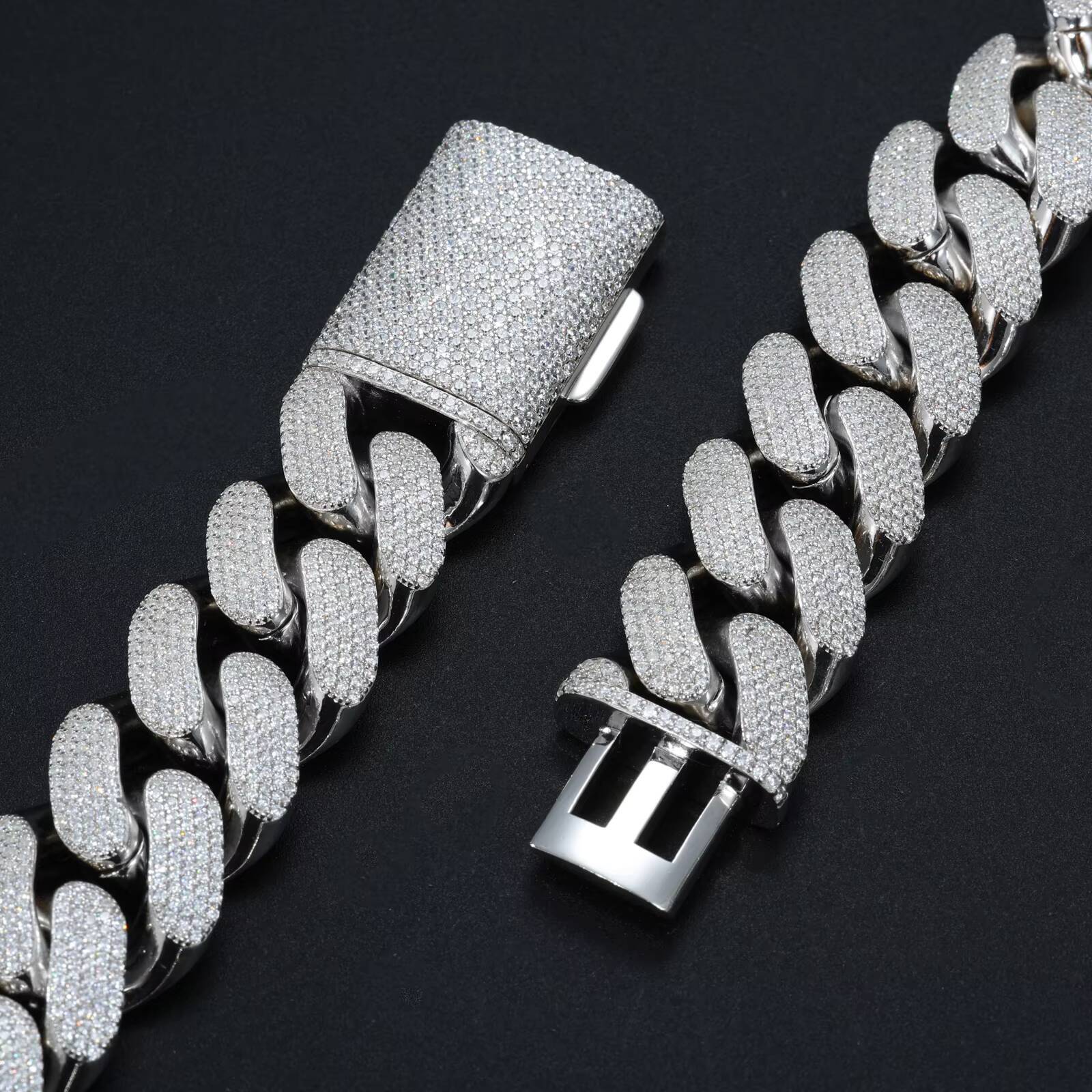 20mm Chunky Hip Hop Jewelry Necklace Custom 925 Sterling Silver 5 Rows Vvs Moissanite Diamond Cuban Chain for Men