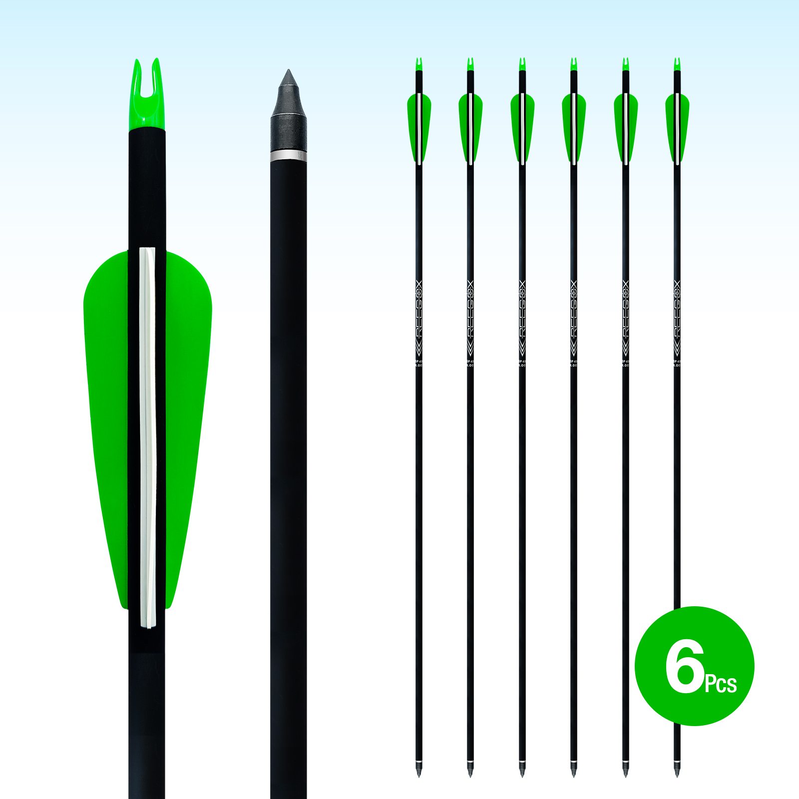 Hunting Arrows 30inch Carbon Arrows for Archery 6.2mm Targeting Arrows (Pack of 6)