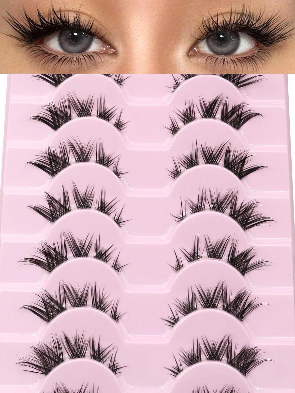 Groinneya Cat Eye Lashes Half Lashes Soft Natural Faux Mink Eyelashes Fake Lashes Natural Look Wispy Winged End Eye Elongated Z250730