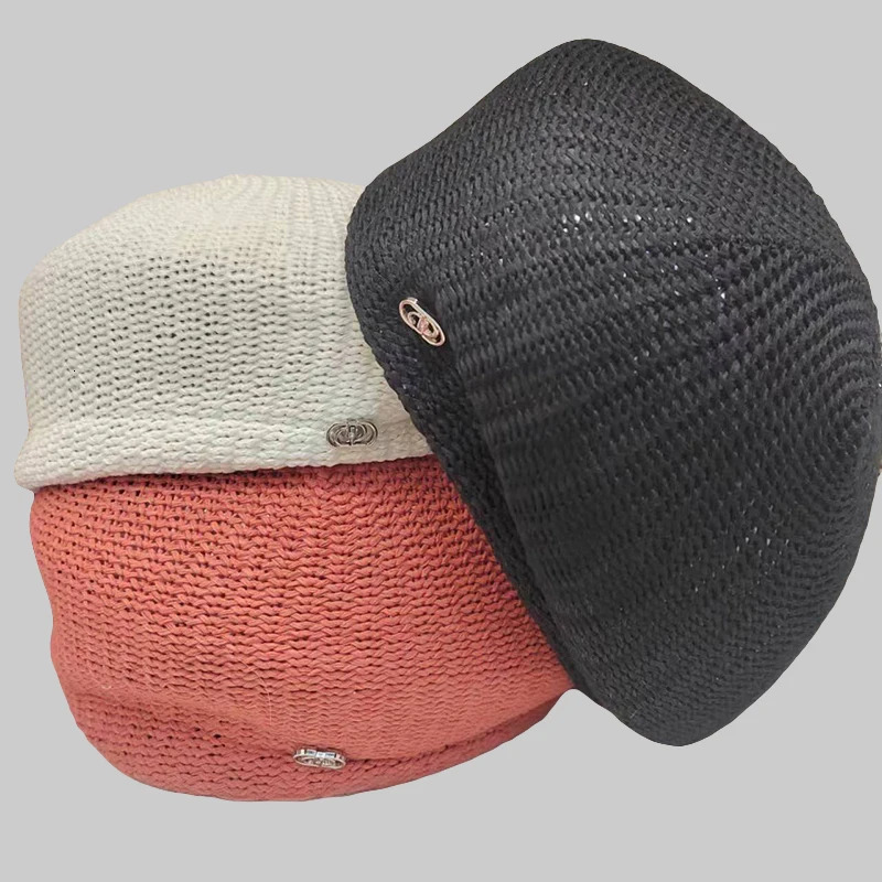 Paper beret hat for women summer thin breathable finalize the n mushroom cap versatile temperament painter cap 250729