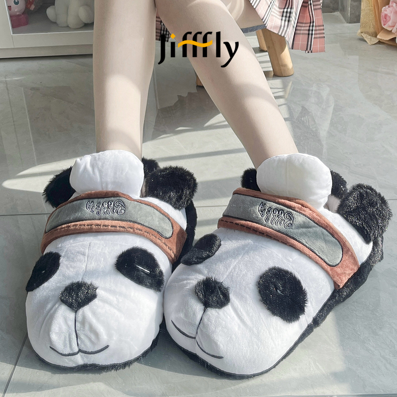 Jifffly Panda Cotton Shoes for Women 2025 New Winter Cartoon Fleece Warmth Thickened Student Boots