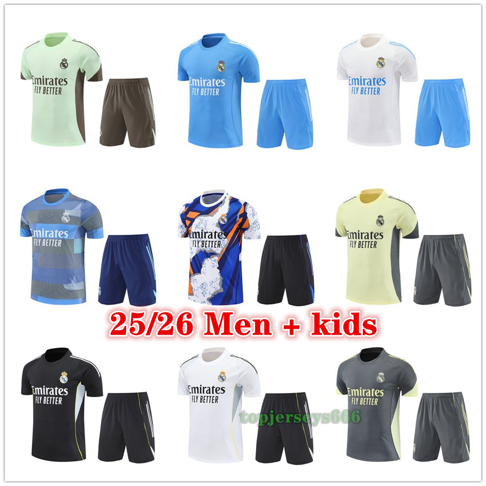 2025 2026 BELLINGHAM Reals Madrids tracksuit Short sleeved training kit men kids shirt shorts 24 25 26 football shirts Survetement Foot maillot camiseta futbol