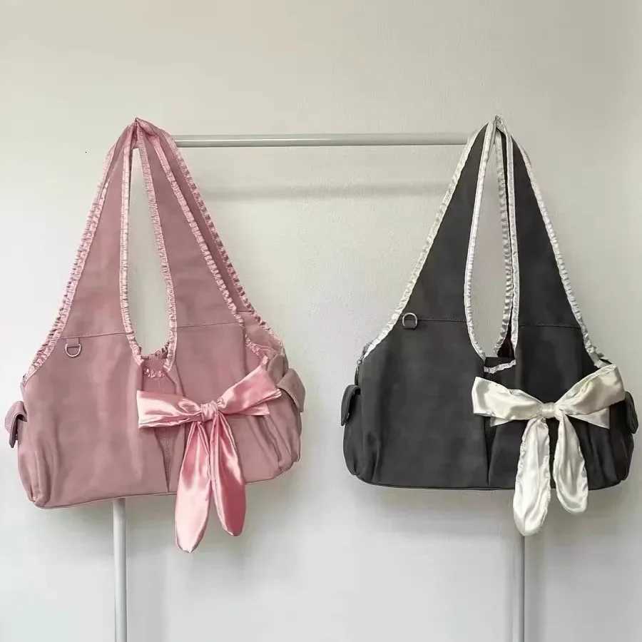 Cute Female 2024 Summer New Niche Bowknot Shoulder Bag Large Capacity Tote Fashion Armpit Tote Bag Ladies Daily Shopping Bag Y250730