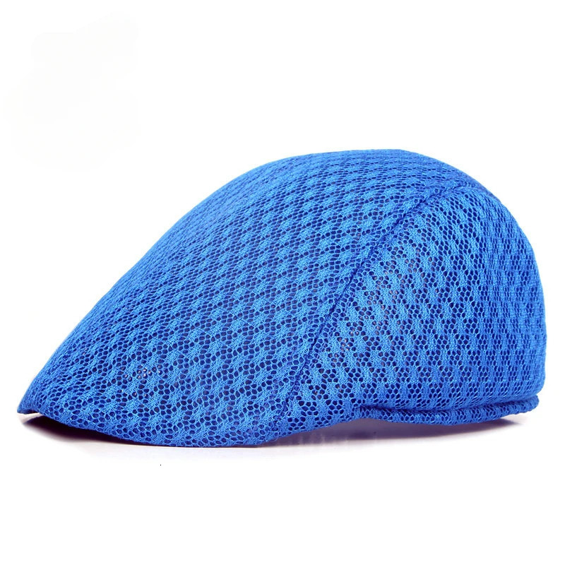 Korean Version of Mens and Womens Berets Solid Color Hollow Mesh Caps Forward Caps Breathable Summer Sun Hats 250729