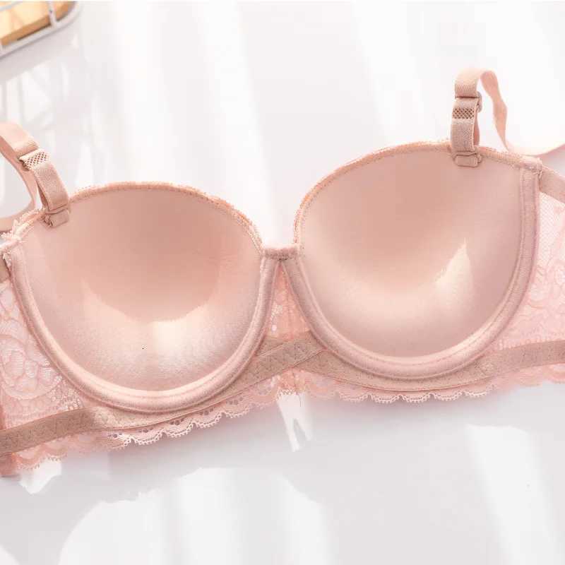 Sexy Lace Bras for Women Natural Latex Underwire Thickness Optional Underwear Womens Small Chest Side Gather Bra Z250730