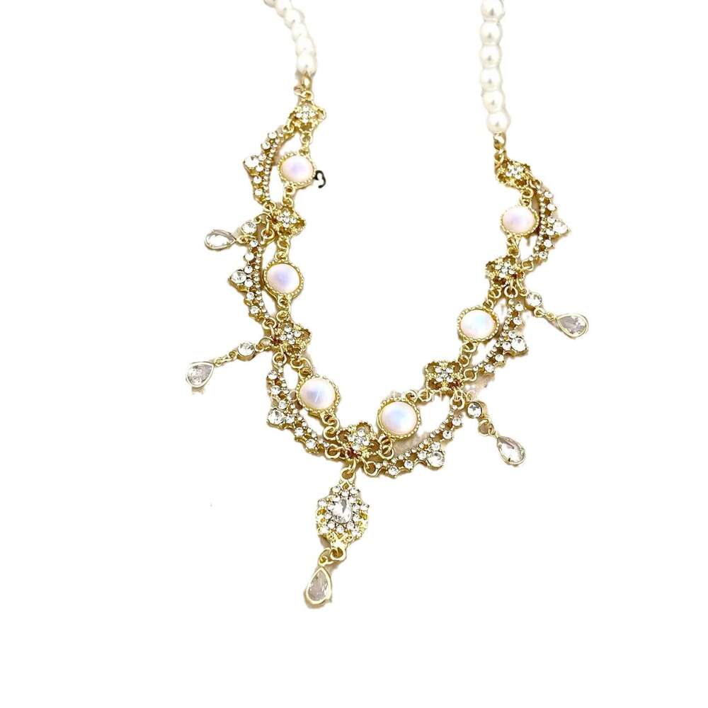 Sarah Phil Matte Pink Blue Iridescent Pearl Water Drop Necklace Light Fashion Versatile Choker Niche Design Jewelry 5a8