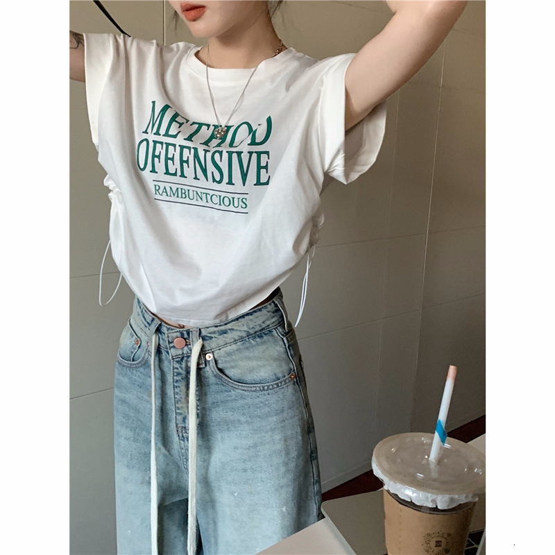 2025 summer new niche fashion short style loose and unique crop top, sweet and spicy designer T-shirt, designer short sleeved women's short sleev
