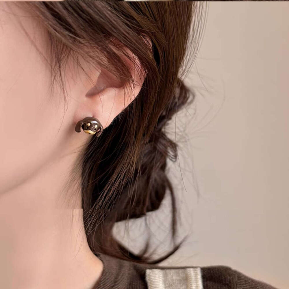 Childlike Cute Dachshund Dog for Women Unique Design Trendy Stud Earrings Rings Fun Quirky Sweet Exquisite e0e