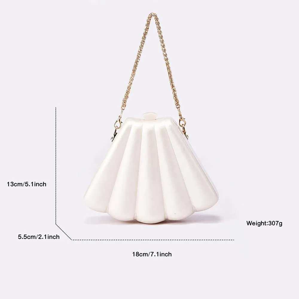 Women Designer Elegant Metal Chain Clutch Purses And Handbags Wedding Party Fan-shaped Female Acrylic Box Evening Bags Y250730
