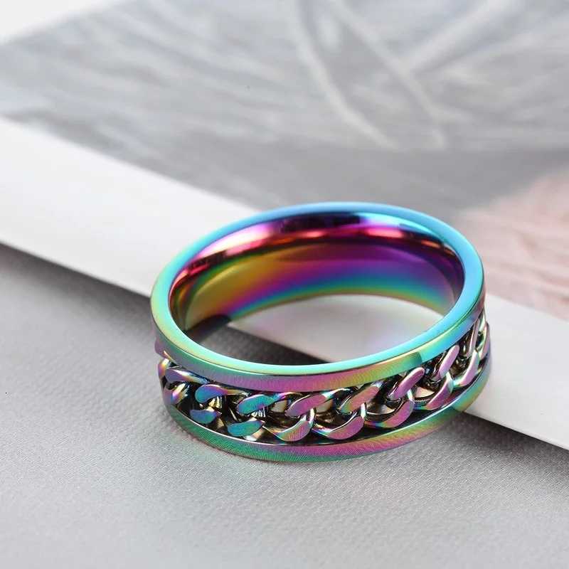 Titanium Steel Rotatable Chain Rings for Women and Men Spinner Ring Decompression Multifunctional Chain Ring Bottle Opener Gift y250730