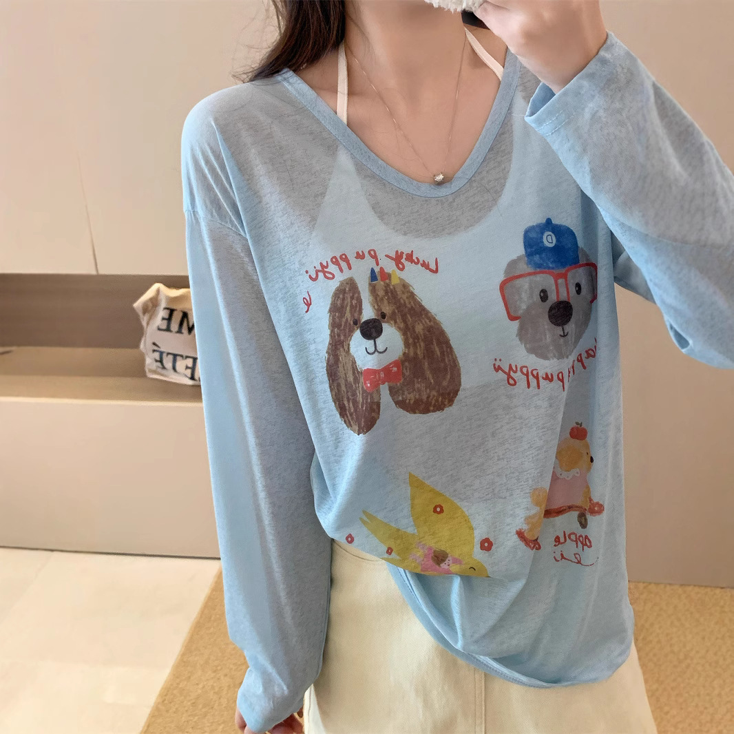 2025 new women's summer niche thin loose fashion printed summer thin bottom shirt designer T-shirt designer short sleeved women's T-shirt