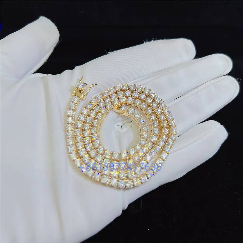 Factory Price 10K White Yellow Gold Diamond Gold Tennis Necklace 3mm 18 20 22 GRA Certificated VVS Moissanite Tennis Chain