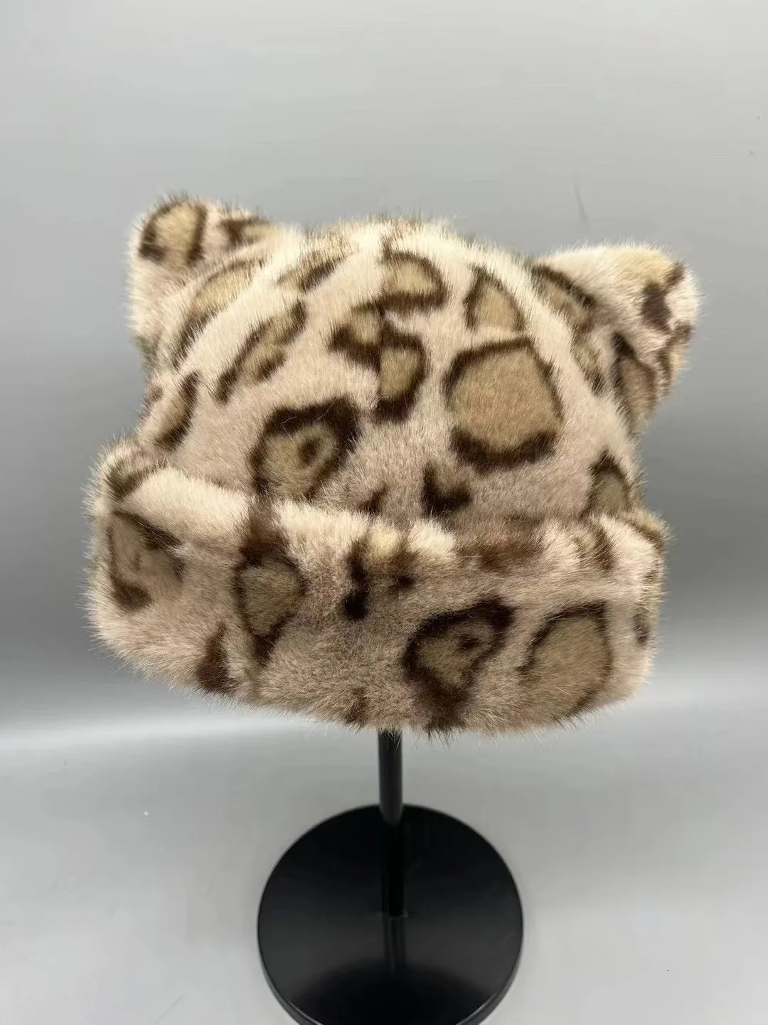 Korean Winter Fur Bucket Hat For Women Fashion Leopard Print Fisherman Hats Thick Warm Plush Outdoor Cute Basin Cap 250724
