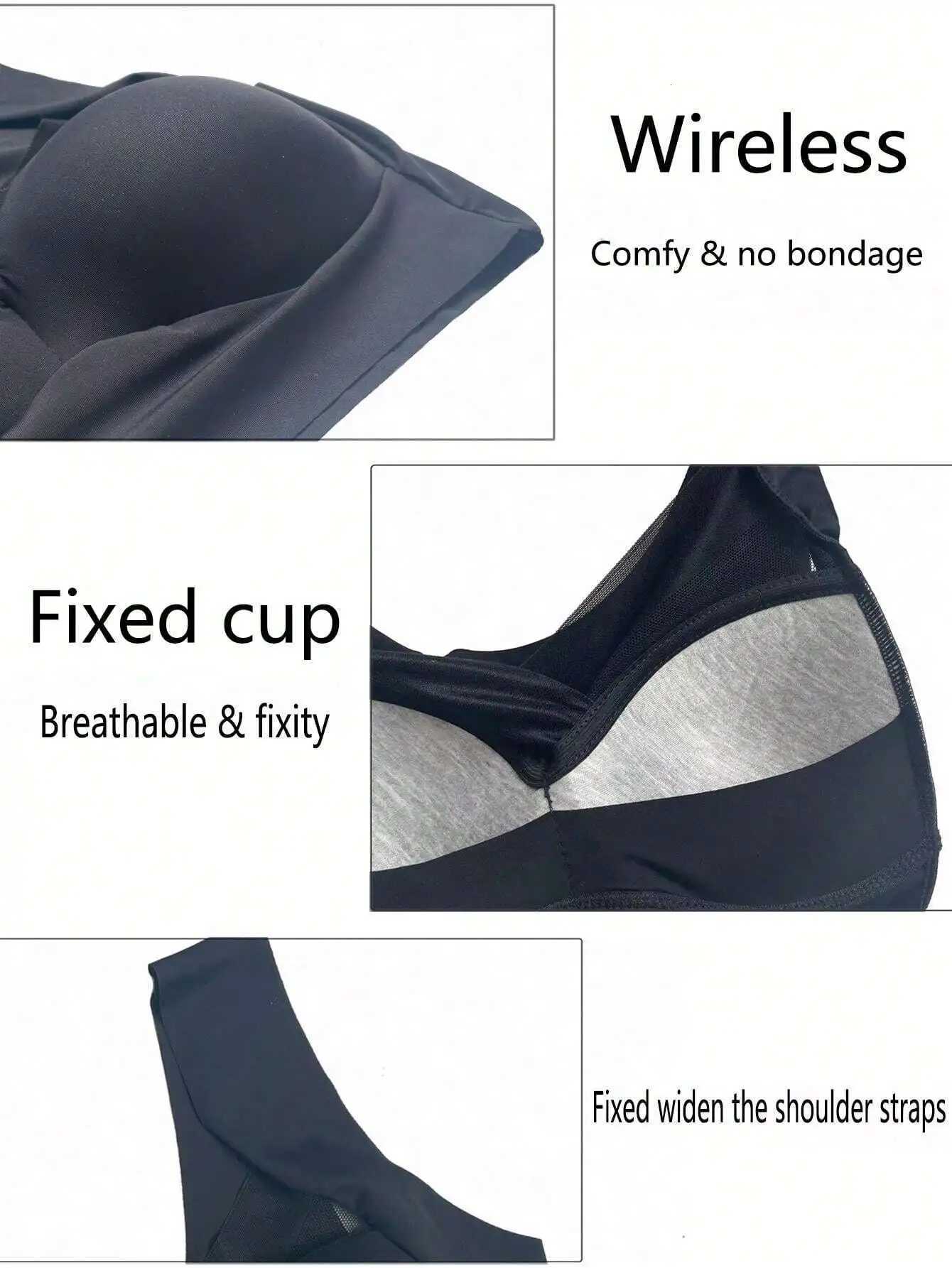 5PCS Women Sports Bras Full Cup Brassiere Female Sexy V Neck Lace Splicing Bralette Large Wireless Size Soft Sleepwear Lingerie Z250730