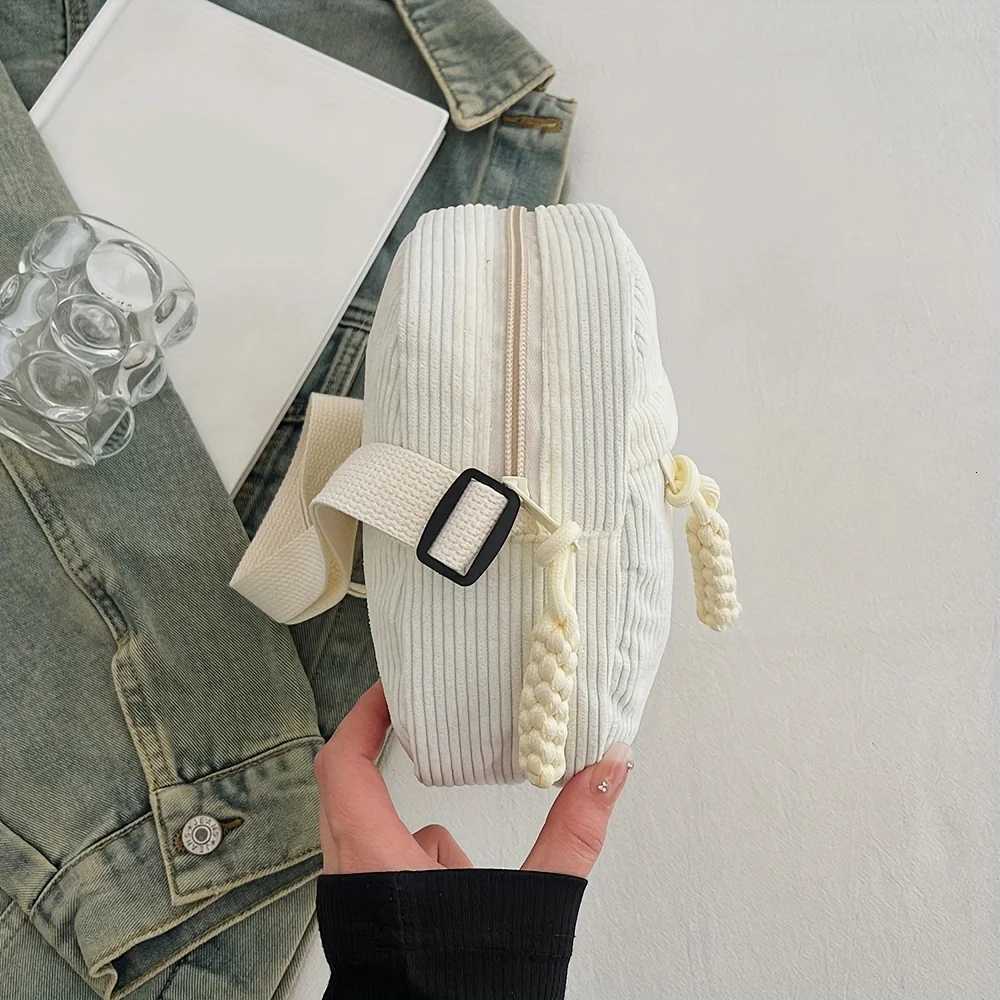 Vintage and Versatile Harajuku Corduroy Shoulder Bag Japanese Casual Corduroy Phone Bag Commuting Key Bag Y250730