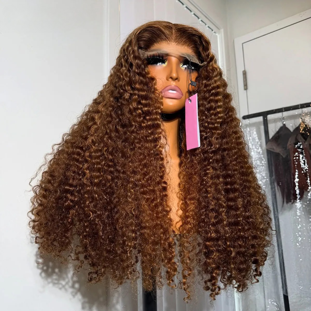 Chocolate Brown Deep Wave 13x6 HD Lace Front Wig 300 Density 13x4 360 Lace Frontal Wig Curly Human Hair Pre Plucked Glueless Wig Synthetic