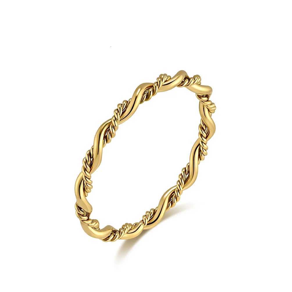 2mm Stainless Steel Twist Rope Weaved Ring Wedding Band for Women Girl Size 5-10 y250730