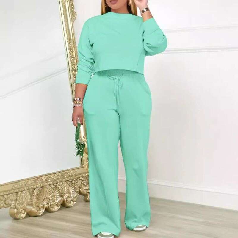 Women's Clothing In Autumn Winter, New Long Sleeved Round Neck Sweatshirts, Elastic Waist Trousers, Casual And Fashionable Two Piece Suits