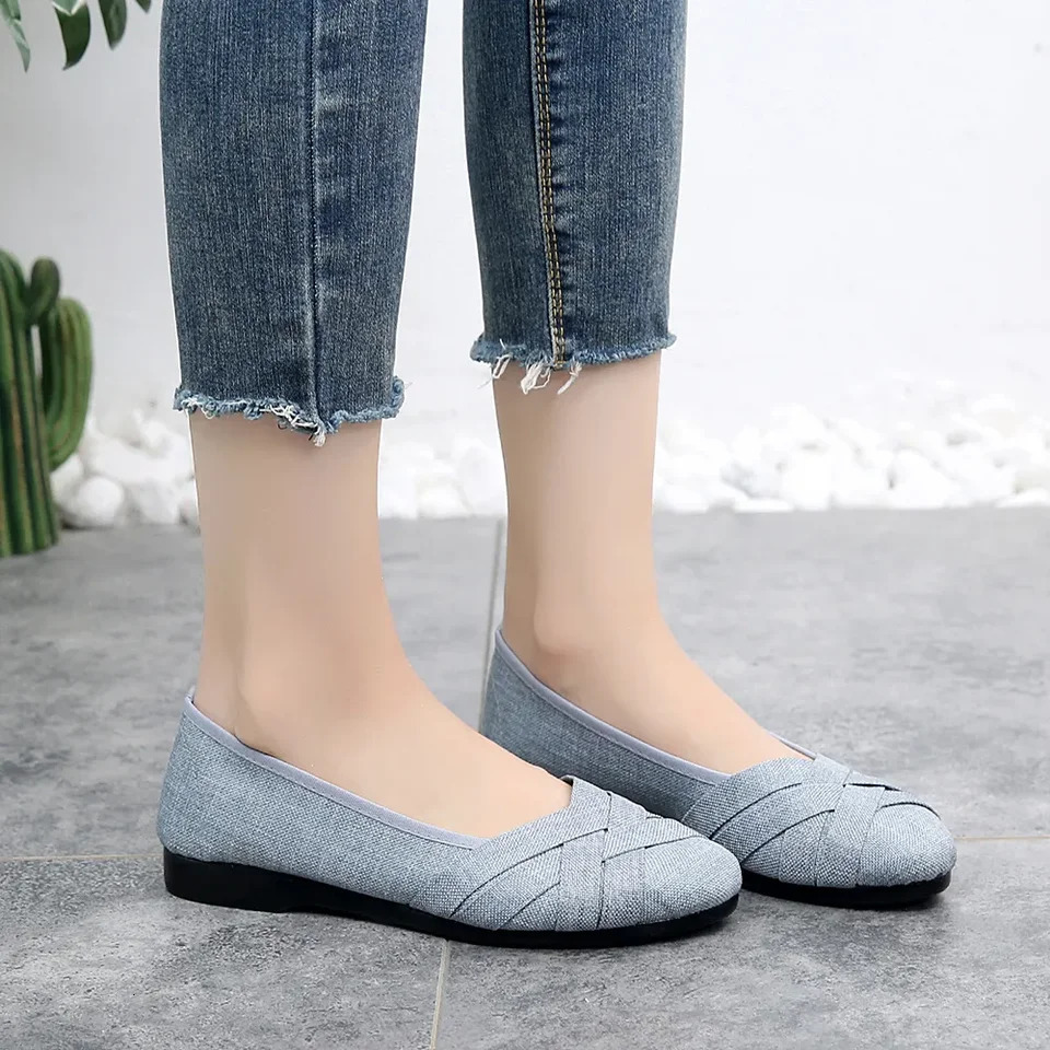 Zapatos De Mujer Women Fashion Plus Size Hollow Out Breathable Slip on Flat Shoes Lady Casual Grey Comfort Loafers Flats A93 250724