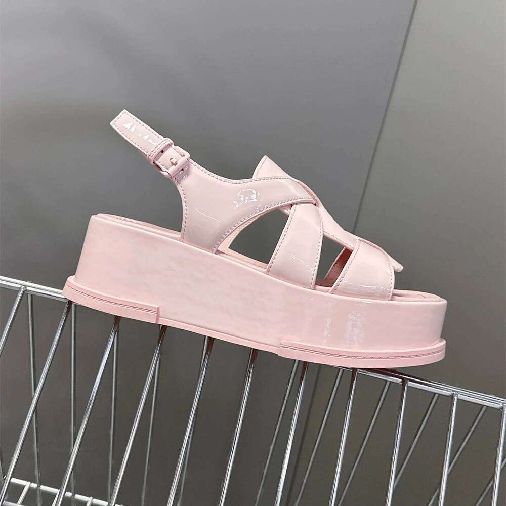 Women Genuine Leather Sandals Flat Platform Beach Flats Summer Solid Color Buckle Strap Designer Shoes Zapatillas De Mujer a64