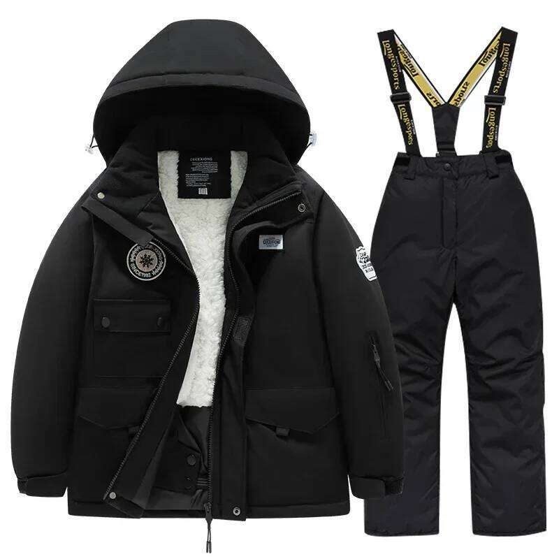 Winter Children's Ski Suit Set For Boys And Girls Single Board Thick Warm Waterproof Cotton Clothing Equipment Snowboard Jacket