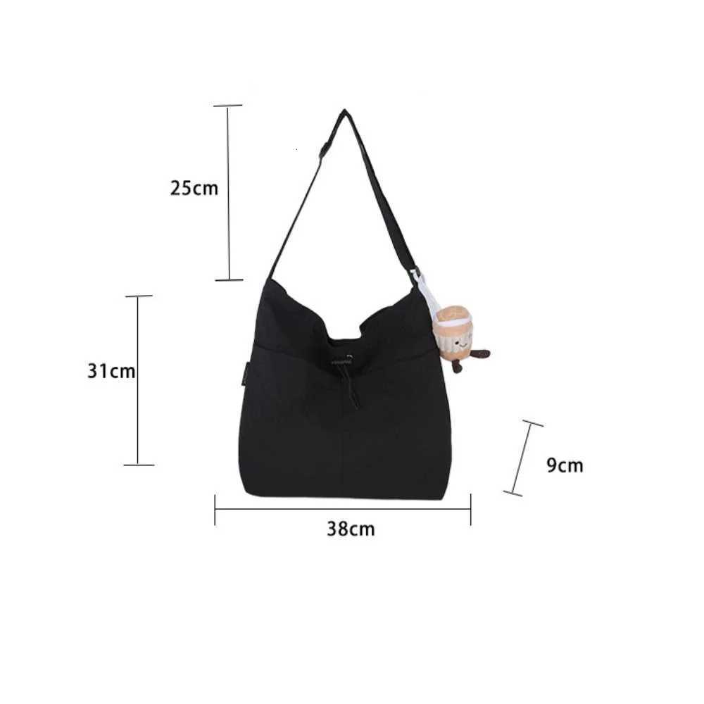Fashion Travel Casual Nylon Tote Bag Drawstring Shoulder Bag Large Capacity Waterproof Crossbody Bucket Bag Women Y250730