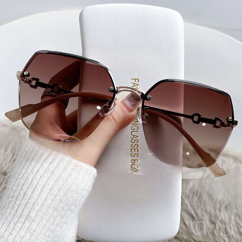 DHcollections Frameless Sunglasses - UV380 Protection, Metal Edge, Fashionable for Women (5 Trendy Colors)