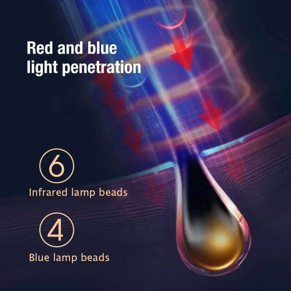 Electric Massage Comb Red Blue LED Light Therapy Vibration Medicine Scalp Oil Applicator for Growth Anti Hair Loss
