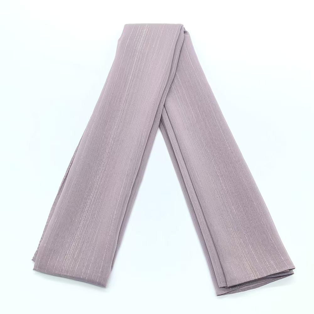 T1353 Lightweight Breathable Shiny Silk Headscarf Glitter Silver Silk Crinkle Crepe Long Scarf