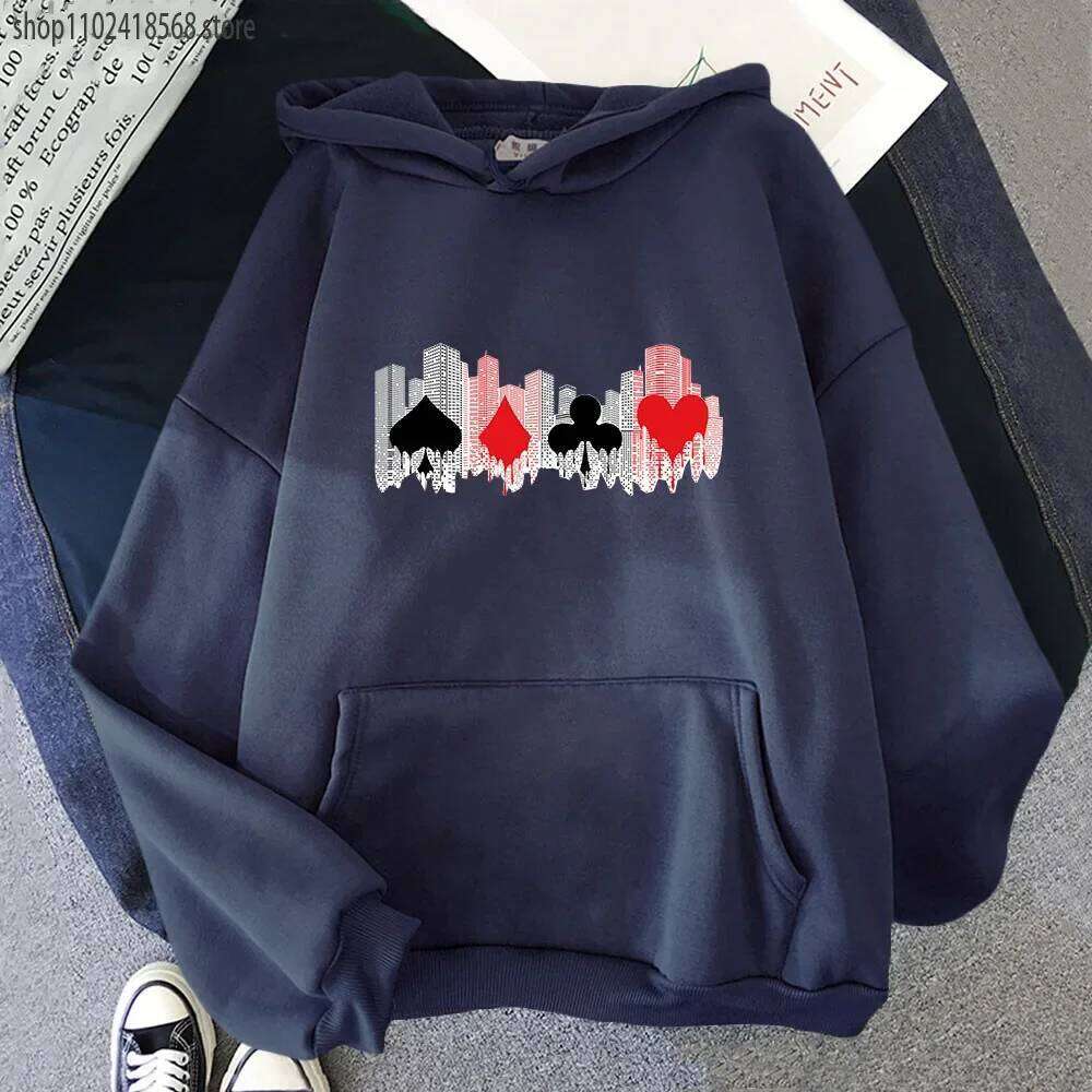 Alice In Borderland Hoodies Buildings and Playing Cards Sweatshirt Haruku Streetwear Women Top Y2k Sudaderas Men Clothing