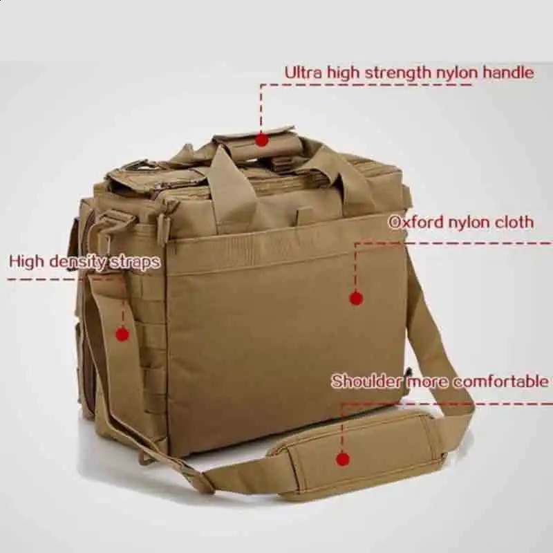 Backpack Tactical Molle Nylon Messenger Shoulder Bag Laptop Handbags Briefcase Outdoor Multifunction Climbing 250729