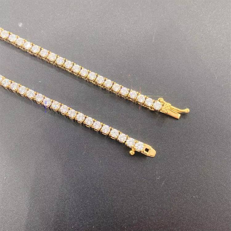 2025 Wholesale 5mm Premium Cluster Tennis Chain Choker Necklace for Women Gold Plated Iced Out CZ Diamond Trendy Style