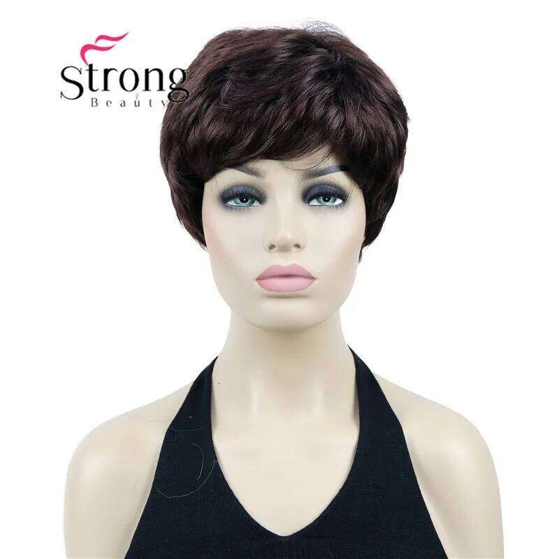 StrongBeauty Short Cute Brown Auburn Straight synthetic Women's Wig for Everyday COLOUR CHOICES