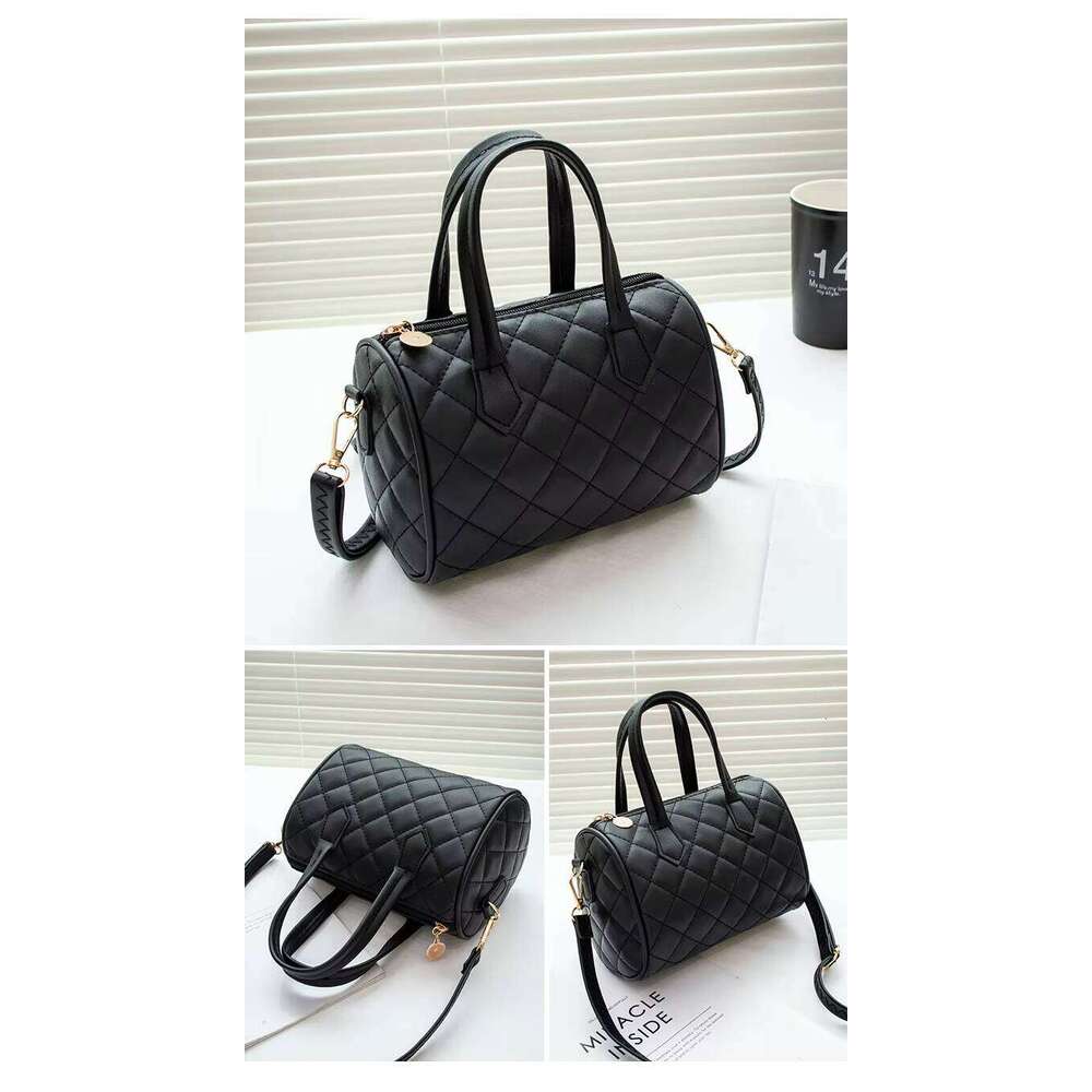 Women's New Trend Fashion Casual Four Leaf Grass Printing Cross Shoulder Pillow Bag Lingge Embroidered Handbag