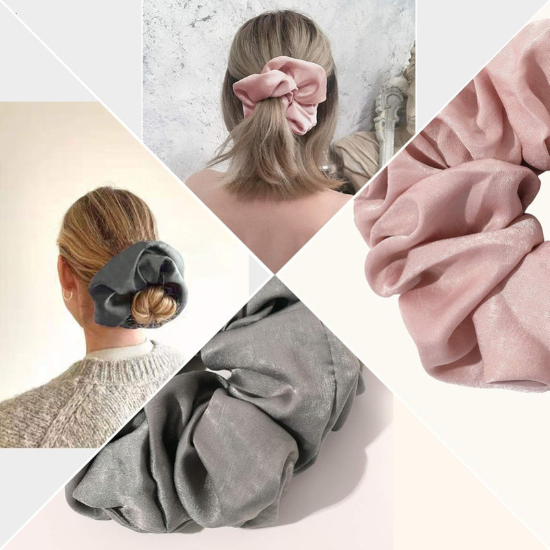 Scrunchies Ties Women - Big Silk Satin Scrunchie Exra Large Jumbo Gaint Oversized Cute Scrunchy Curl Thick Ligas Para el Cabello De Mujer Decorations 